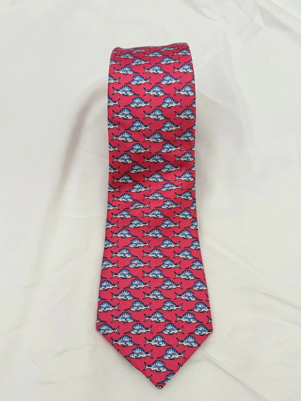 Crewcuts Pink Tie with Blue Fish Motif